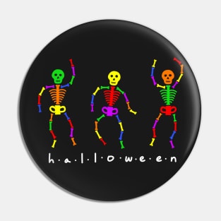 Rainbow Halloween Skeleton Pin