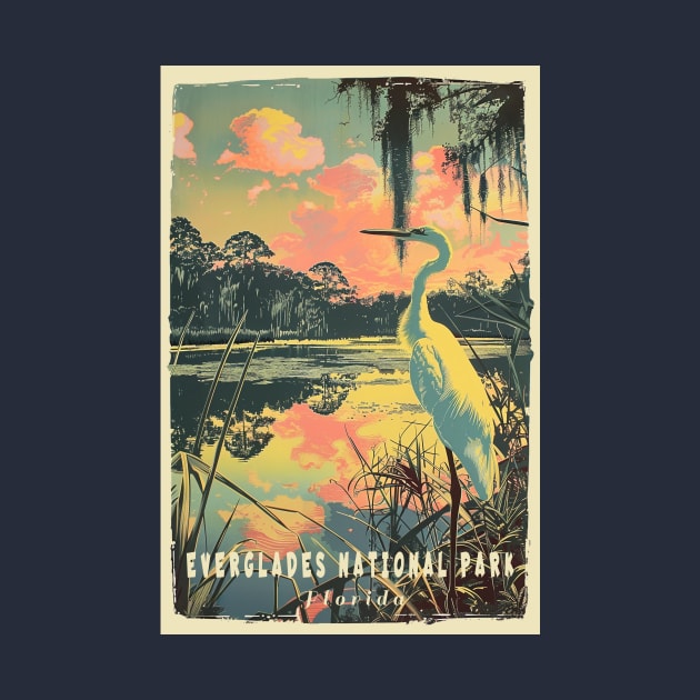 Everglades National Park Vintage Travel  Poster by GreenMary Design