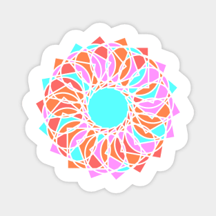 Digital mandala with random geometric repeated shapes in bright neon colors Magnet