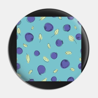 Scattered Blueberries on teal background Pin