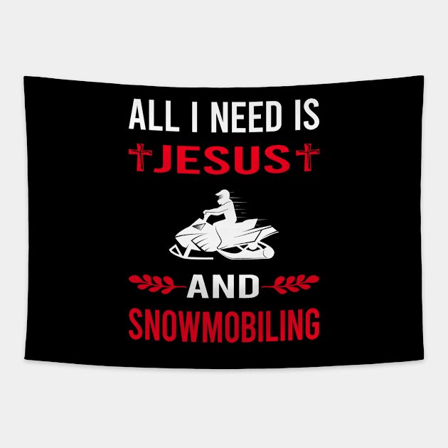 I Need Jesus And Snowmobiling Snowmobile Tapestry by Bourguignon Aror