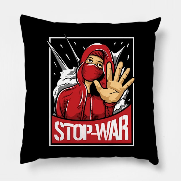 Stop War Ukraine Support Design Pillow by Nerdy