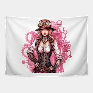 Pink Steampunk Girl Tapestry