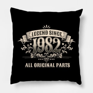 Retro Vintage Birthday Legend Since 1982 Pillow