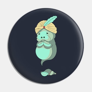 Manatee Genie with Shell Pin