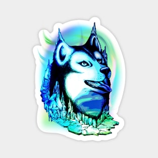 Husky Aurora Borealis Dream Magnet