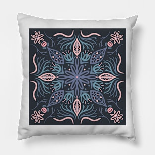 Flower Mandala Summertime - Pink & Dark Gray Pillow