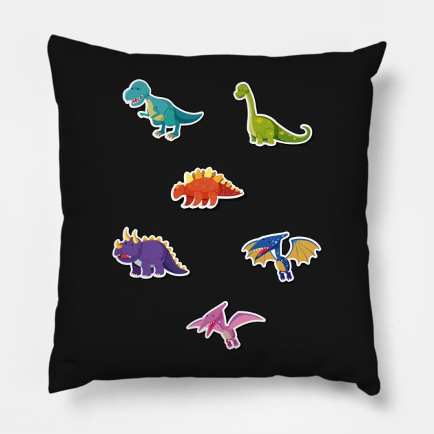 Dino sticker pack Pillow by timegraf