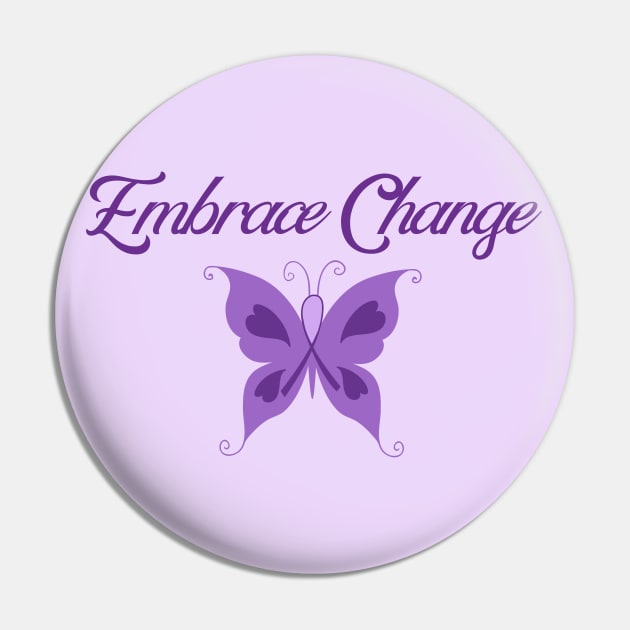 Eating Disorder Recovery Merch Purple Ribbon Butterfly Embrace Change Pin by InnerMagic