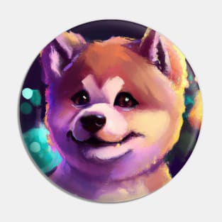 Cute Akita Inu Drawing Pin