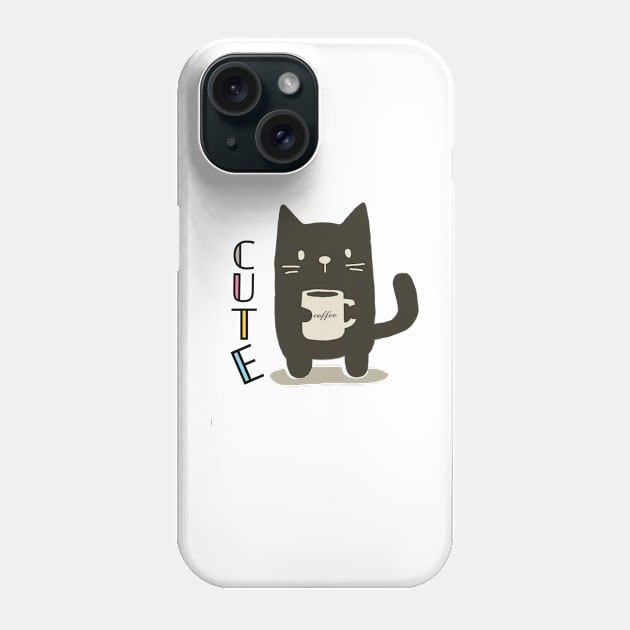 Cute Cat is Drinking Coffee Phone Case by hasanclgn