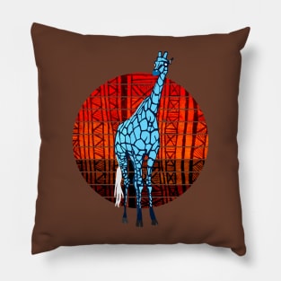 Blue Giraffe and African Sun Pillow