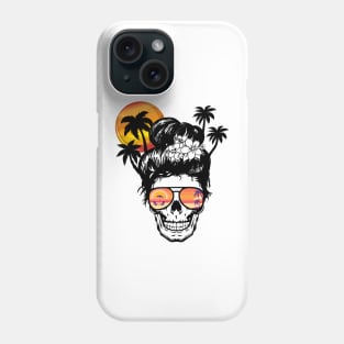 Sun Salt Sand Beach Coconut Tree Messy Bun Skull Vacation Phone Case