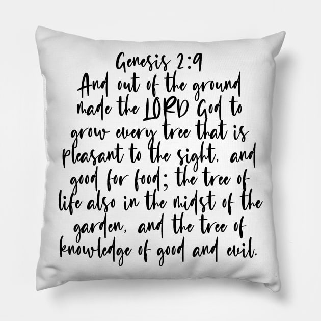 Genesis 2:9 Bible Verse Pillow by Bible All Day 