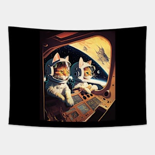 Cute Cats in Space Retro Fantastic Japanese Anime Tapestry