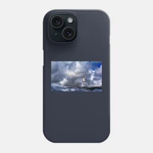 Seagull bird flying over a cloudy blue sky Phone Case