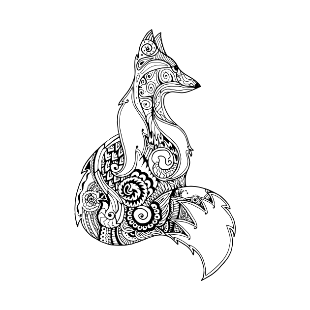 Disover Zentangle monochrome fox - Fox - T-Shirt