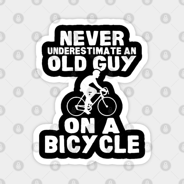 Never Underestimate An Old Guy On A Bicycle Gift Magnet by Mitsue Kersting