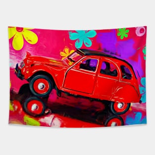 Red 2CV surrealism Tapestry