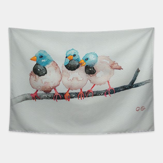 Australian Black-throated Finches, bird art Tapestry by GarryGreenwood