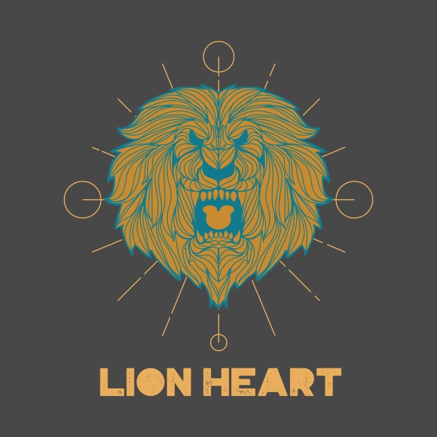 Lion Heart Brave Lion's Face by Tip Top Tee's