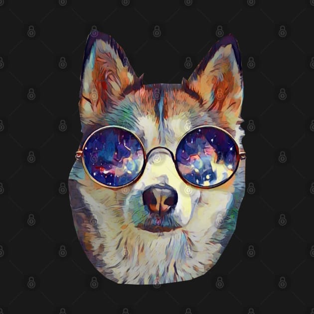 Husky Dog with Sunglasses by SPAZE