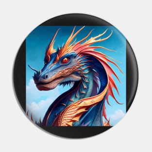 Intricate Gold and Blue Scaled Dragon Pin