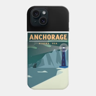 Anchorage, Alaska, USA Ship and Lighthouse Phone Case