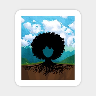 afro hair tree Magnet