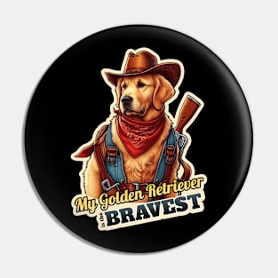 golden retriever cowboy Pin