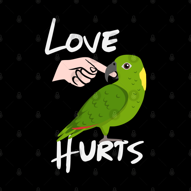 Love Hurts Yellow Naped Amazon Parrot Biting Finger by Einstein Parrot