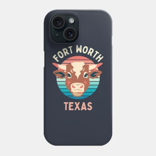 Fort Worth City Texas with Cow Phone Case