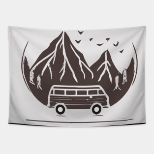 Camping Near The Mountains Tapestry