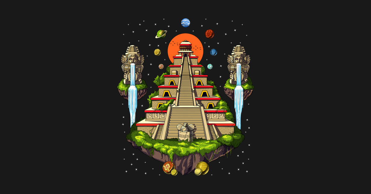 Space Aztec Pyramid - Aztec Pyramid - T-Shirt | TeePublic