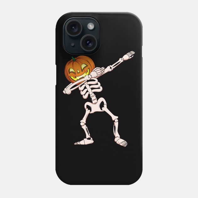 Dabbing Skeleton Pumpkin Head Halloween Costume Phone Case by HCMGift