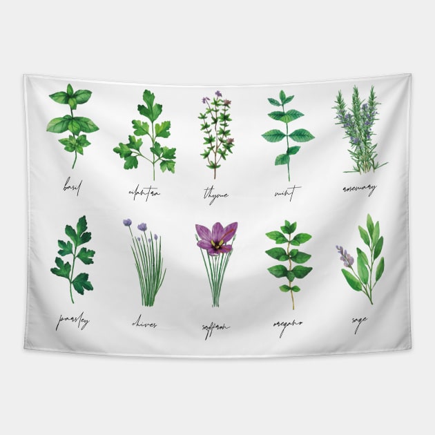 Botanical Herbs Botanical Boteny Tapestry by uncommontee