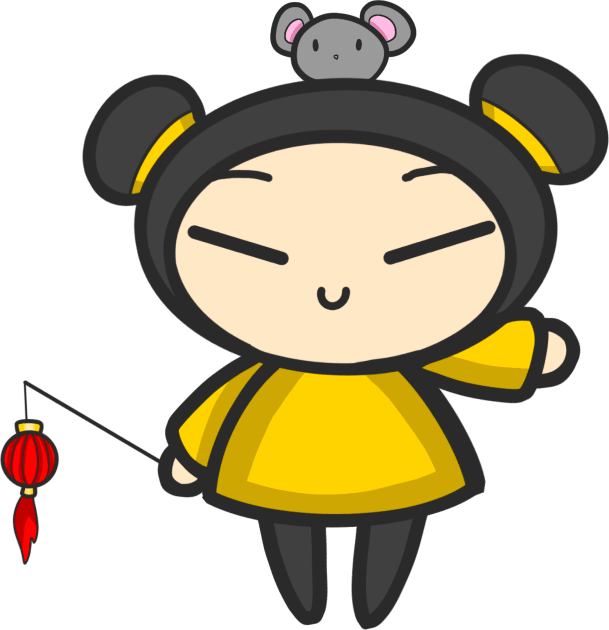 Yellow Year of the Rat Pucca Kids T-Shirt by aishiiart