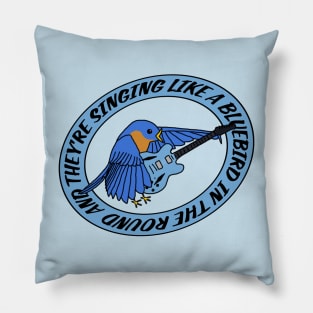 Bluebird in the Round Pillow