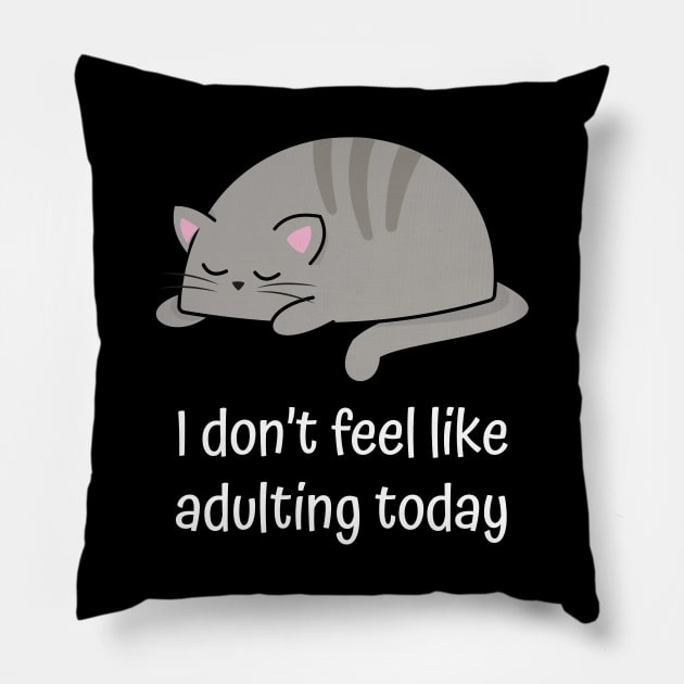 Lazy grey cat funny sarcastic quote Pillow by UniFox