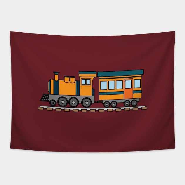 Cartoon cute train Tapestry by LuckyLife