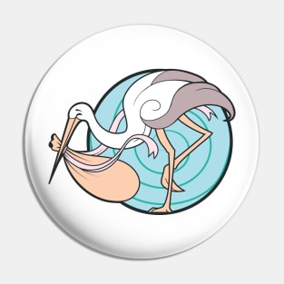 Baby carrying stork Pin