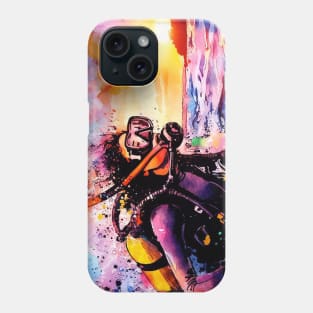 Artistic illustration of a beach scene of girl scuba diving Phone Case