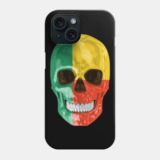 Benin Flag Skull - Gift for Beninese With Roots From Benin Phone Case