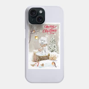 White Poodle Merry Christmas Santa Dog Phone Case