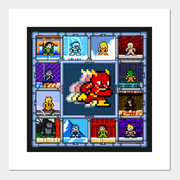 8 Bit Flash S Rogues Gallery Mega Man Dc Comics Mashup Flash Cartel E Impresion Artistica Teepublic Mx