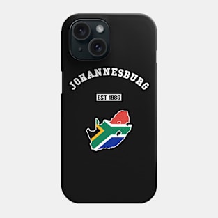 Johannesburg South Africa Strong, RSA Flag Map, 1886, City Pride Phone Case