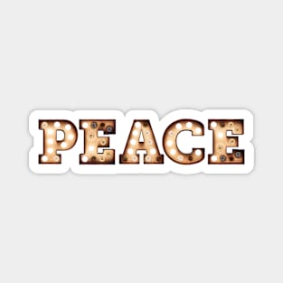 Peace Word Metallic Light Bulbs Magnet