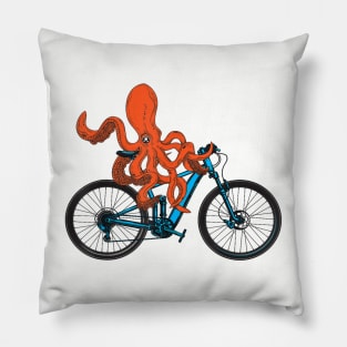 Octopus On A Bicycle Meme Pillow