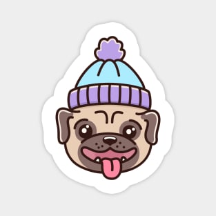 Winter pug dog Magnet