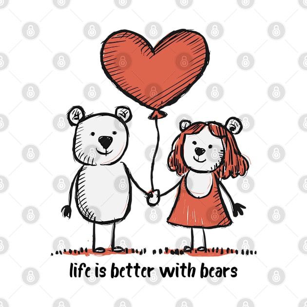 Bears Lovers Stick Figure Couple Funny Animals by Macphisto Shirts